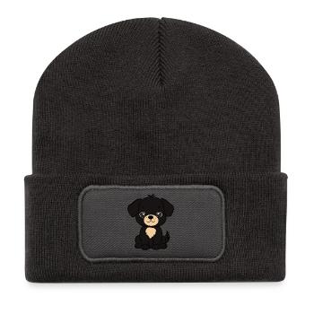 Chien - Beanie recyclé à patch - charbon - Devant