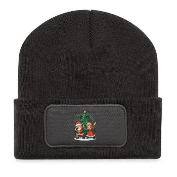 Dabbing Santa & Mrs. Claus Christmas Tree Shirt - Recycled Patch Beanie - dark grey - Front