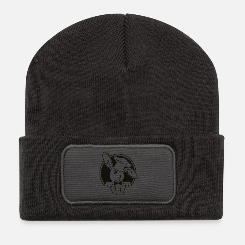 Chapeau de lapin - Beanie recyclé à patch - charbon