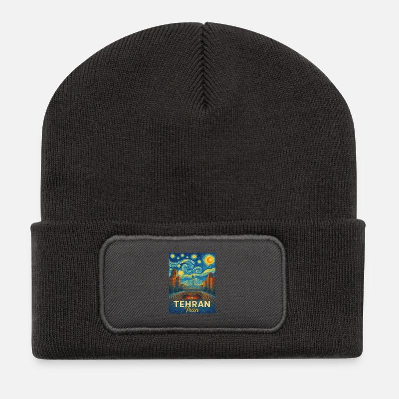 Teheran Iran - Recycelte Patch Beanie - Dunkelgrau
