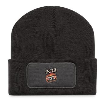 Loop It Flammen Cassette - Recycelte Patch Beanie - Dunkelgrau - Vorne
