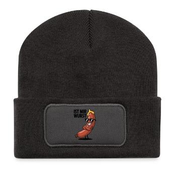 Wurstheld mit Sonnenbrille - Recycelte Patch Beanie - Dunkelgrau - Vorne