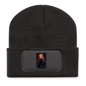 Kämpferin Mit Doppelsäbel Im Dunkel - Recycelte Patch Beanie - Dunkelgrau - Vorne
