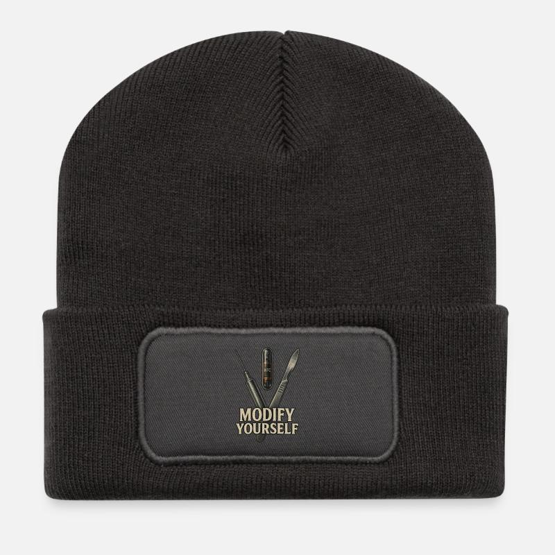 Modifiziere dich selbst - Recycelte Patch Beanie - Dunkelgrau