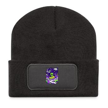 Beignet extraterrestre dans l’espace - Beanie recyclé à patch - charbon - Devant