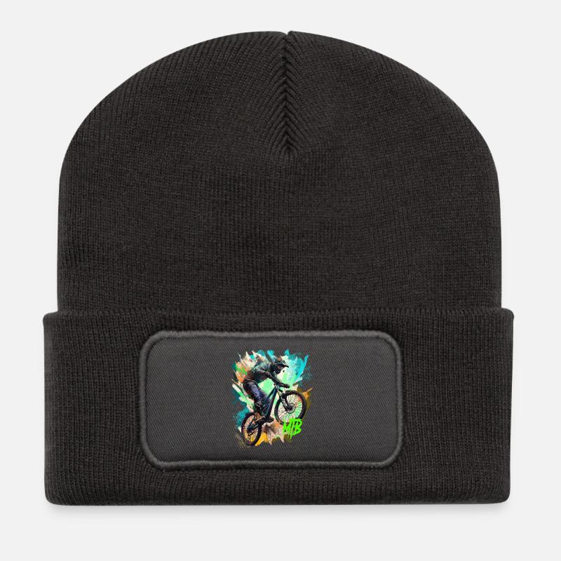MTB-Fahrrad - Recycelte Patch Beanie - Dunkelgrau