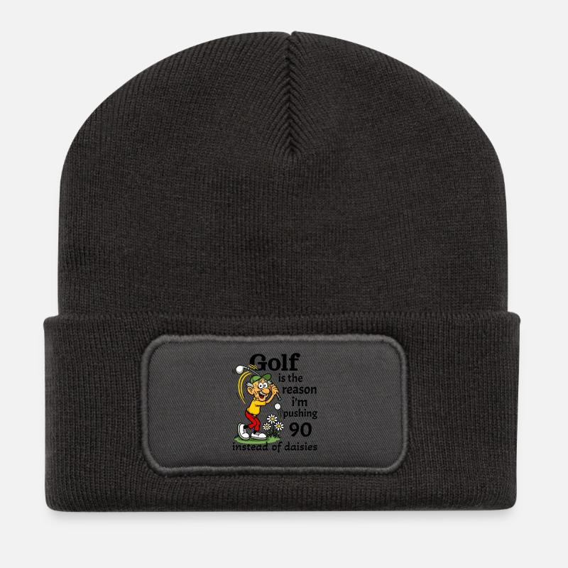 Golf is the reason I'm pushing 90 - Recycled Patch Beanie - dark grey