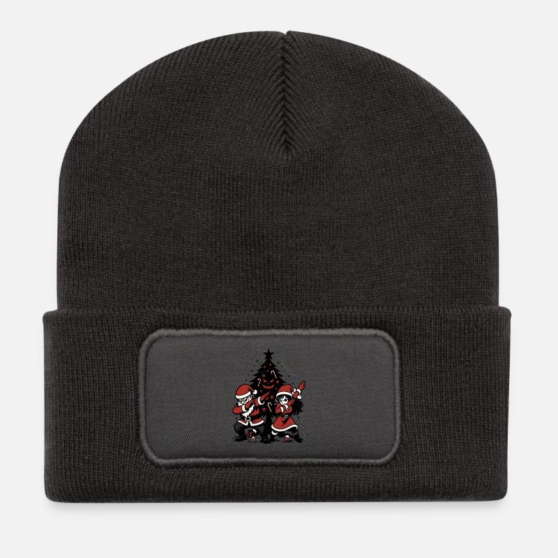 Dabbing Weihnachtsmann, Paar Shirt, lustig - Recycelte Patch Beanie - Dunkelgrau