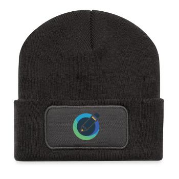 Abstract Circle Pencil Emblem - Recycled Patch Beanie - dark grey - Front