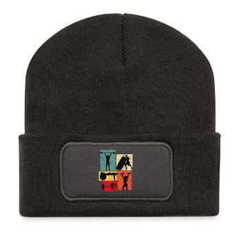 Power blocks: Fitness silhouettes - Recycled Patch Beanie - dark grey - Front