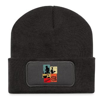 Kochatelier Popart Collage - Recycelte Patch Beanie - Dunkelgrau - Vorne