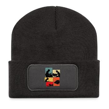 Kinderkunst Zeichnen Collage - Recycelte Patch Beanie - Dunkelgrau - Vorne