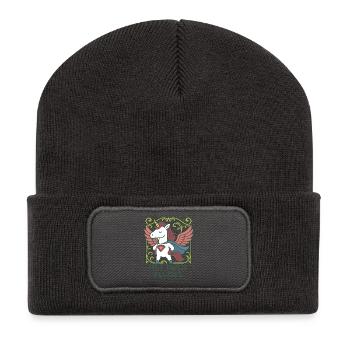 Courage Wears Wings, Unicorn Superhero Shirt - Recycled Patch Beanie - dark grey - Front