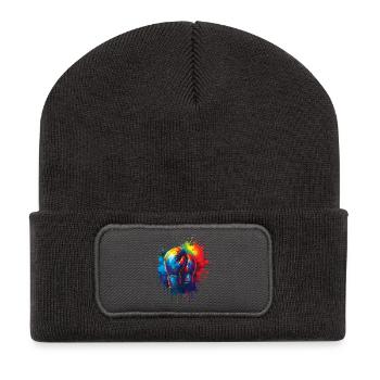 Boxhandschuhe – Farbenfrohes Design Künstlerischer Boxer - Recycelte Patch Beanie - Dunkelgrau - Vorne