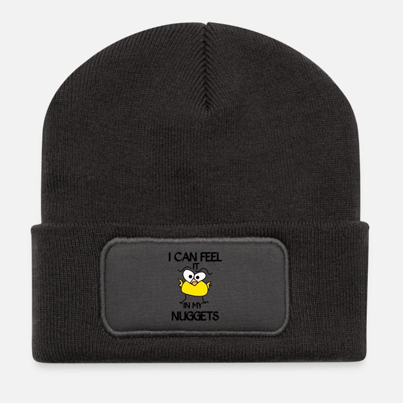Huhn - Recycelte Patch Beanie - Dunkelgrau