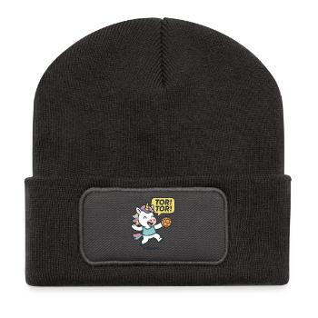 But de la licorne Handball Goal, motif de l’enfant encourageant - Beanie recyclé à patch - charbon - Devant