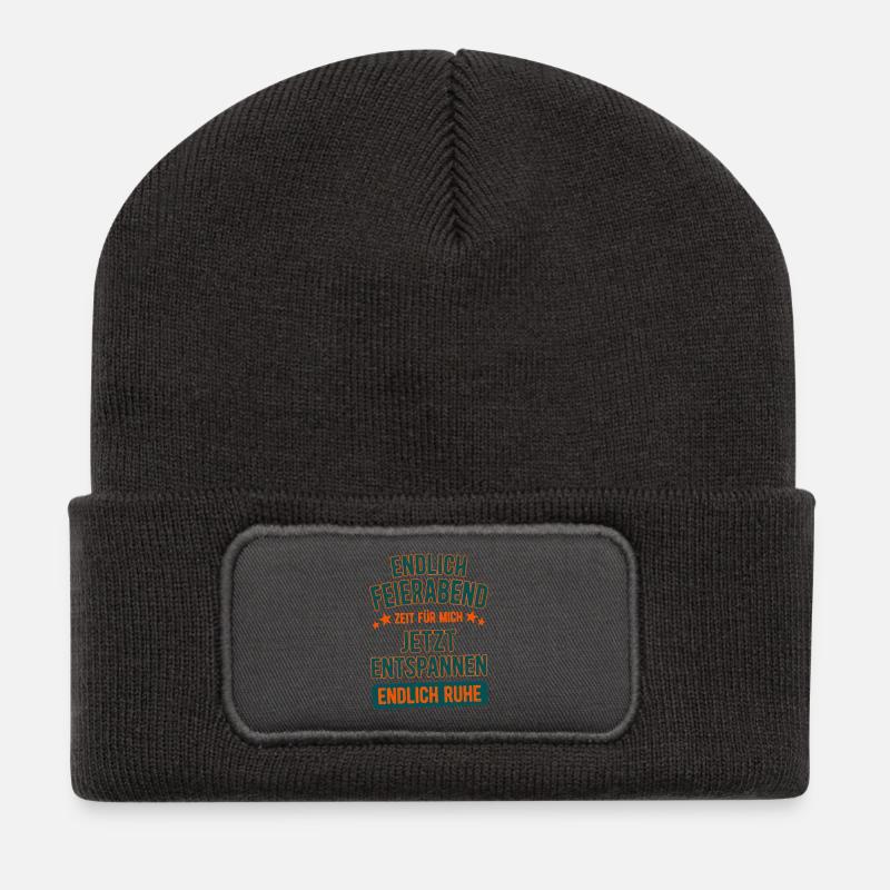 Endlich Feierabend Jetzt Entspannen Wochenende - Recycelte Patch Beanie - Dunkelgrau