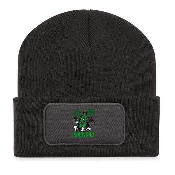 Bouteille de dessins animés Soju | Alcool coréen - Beanie recyclé à patch - charbon - Devant