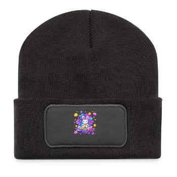 Galactic rabbit in the sea of stars - Recycled Patch Beanie - dark grey - Front