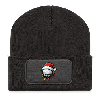 Lustiger Weihnachtsgolfball für Golfspieler - Recycelte Patch Beanie - Dunkelgrau - Vorne