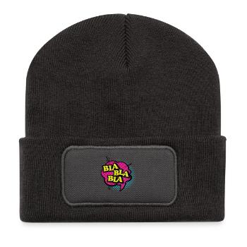 Bla Bla Pop Art Sprechblase - Recycelte Patch Beanie - Dunkelgrau - Vorne