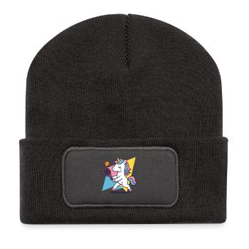 Kawaii licorne tennis, motif sportif coloré, mignon - Beanie recyclé à patch - charbon - Devant