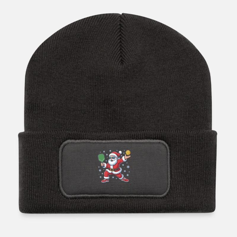 Santa Pingpong Winterdesign - Recycelte Patch Beanie - Dunkelgrau