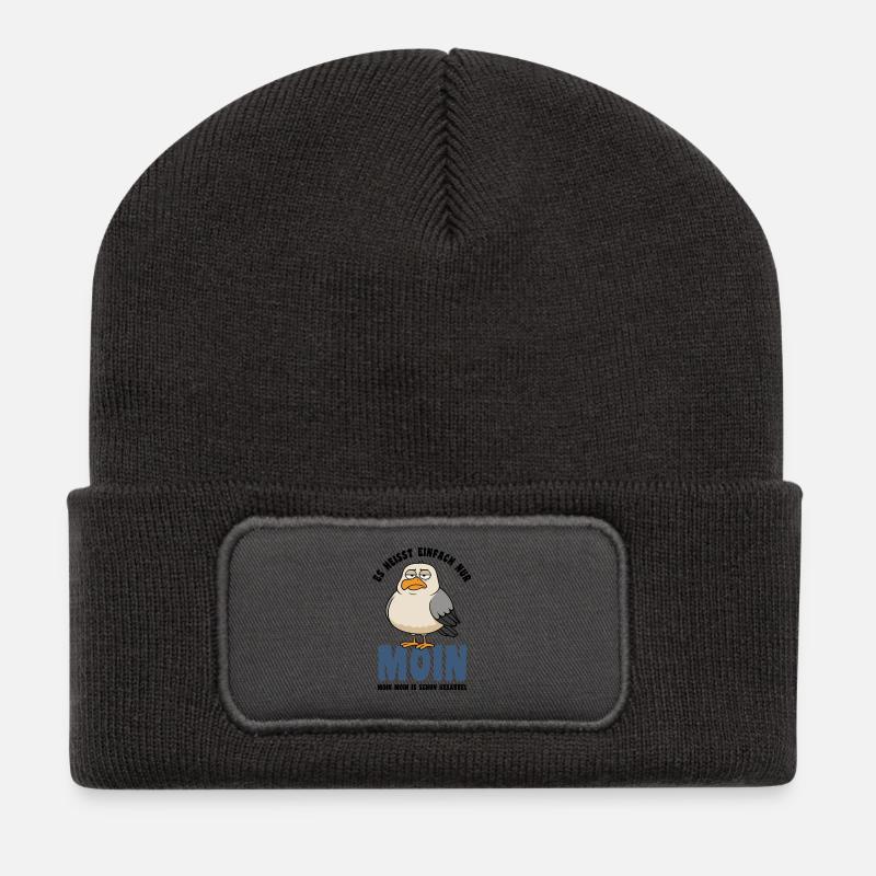 Möwe - Es heißt einfach nur Moin - Spruch - Recycelte Patch Beanie - Dunkelgrau