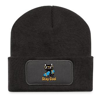 Stay Cool Cat Skateboard - Recycled Patch Beanie - dark grey - Front