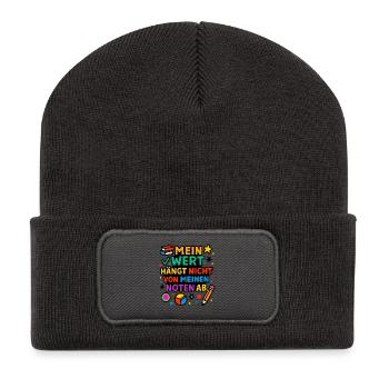 Ma valeur compte, pas mes notes - Beanie recyclé à patch - charbon - Devant
