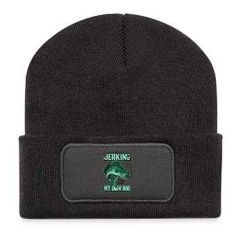 Always Jerking My Rod Funny Fishing - Recycled Patch Beanie - dark grey - Front