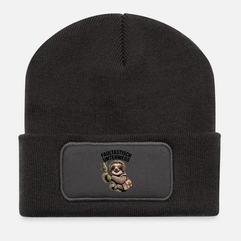 Sloth Design – Sloth on the road - Recycled Patch Beanie - dark grey