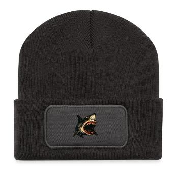 Shark Grunge Design – Aggressive Shark Look - Recycled Patch Beanie - dark grey - Front