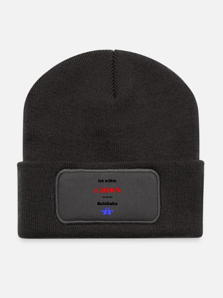 Ich wähle Links - Recycelte Patch Beanie - Dunkelgrau