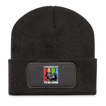 I paused my game to be here - Recycled Patch Beanie - dark grey - Front
