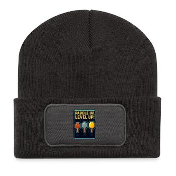 Paddle Up, Level Up Ping Pong - Beanie recyclé à patch - charbon - Devant