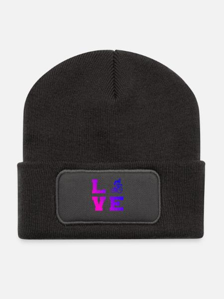 Motif clair de vélo de route pour chaque jour - Beanie recyclé à patch - charbon
