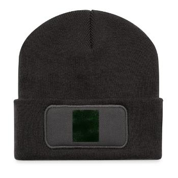 Texture vert foncé avec des taches - Beanie recyclé à patch - charbon - Devant