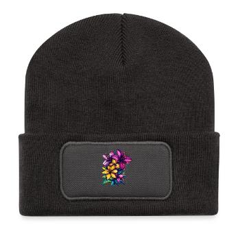 Explosion des couleurs des fleurs tropicales - Beanie recyclé à patch - charbon - Devant