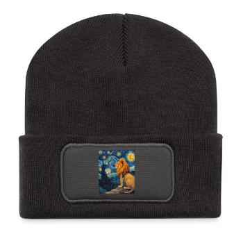 Lion Van Gogh - Beanie recyclé à patch - charbon - Devant