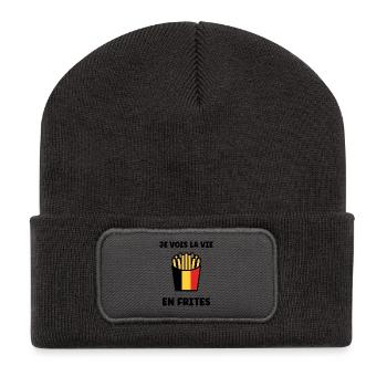 Frites Belges Drapeau Graphic - Beanie recyclé à patch - charbon - Devant