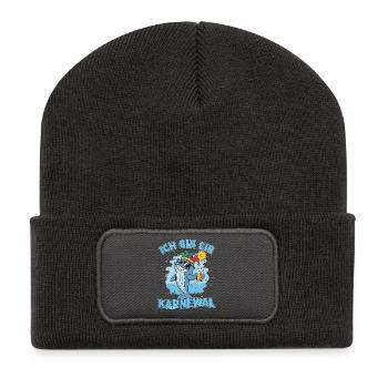 Ich bin ein Karnewal-Wal - Recycelte Patch Beanie - Dunkelgrau - Vorne