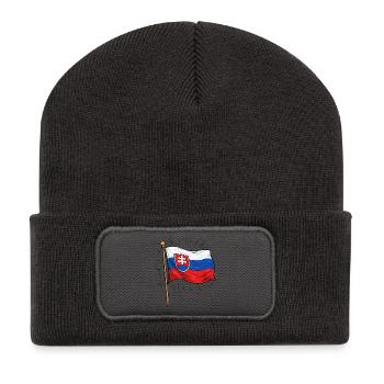 Slowakei Flagge mit Wappen - Recycelte Patch Beanie - Dunkelgrau - Vorne