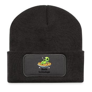 High tech – Alien relax and quirky humor - Recycled Patch Beanie - dark grey - Front