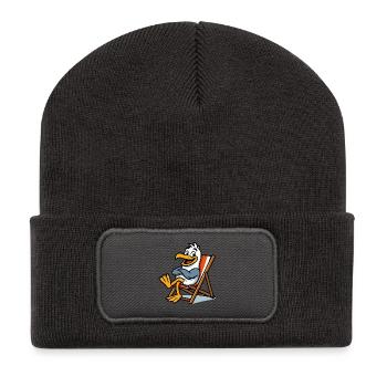Lounge-Seemöwe am Strand - Recycelte Patch Beanie - Dunkelgrau - Vorne