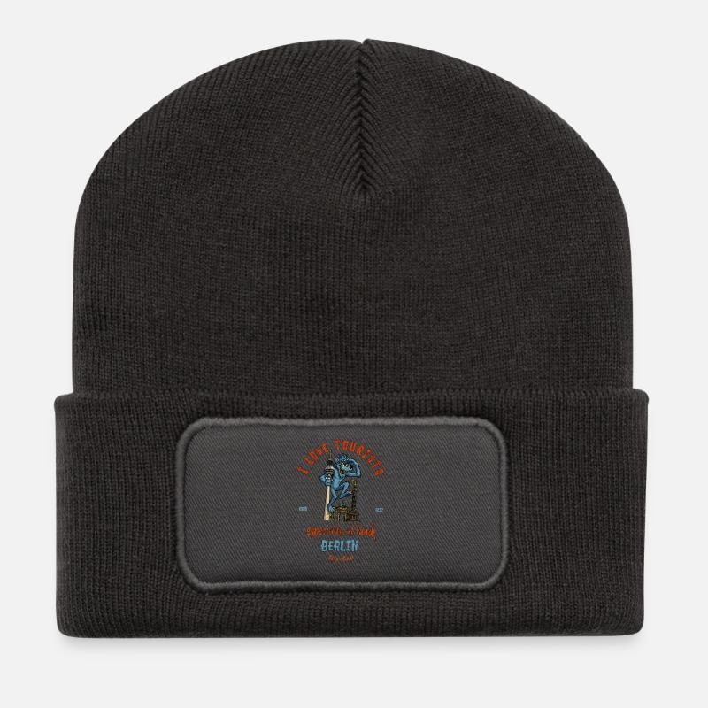 I love tourists, especially at lunch - Recycelte Patch Beanie - Dunkelgrau