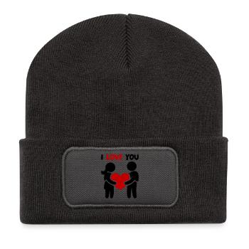 Ich Liebe Dich - Paar Verliebt Herz - Recycelte Patch Beanie - Dunkelgrau - Vorne