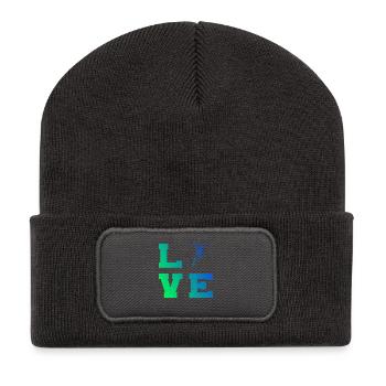 Handball Motiv das sofort wirkt fuer Frauen - Recycelte Patch Beanie - Dunkelgrau - Vorne