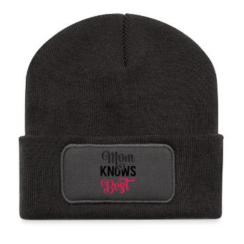 Ma mère sait mieux que ça. - Beanie recyclé à patch - charbon - Devant