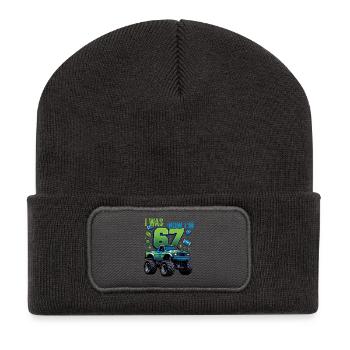 Monster Truck 7th Birthday Boy - Recycled Patch Beanie - dark grey - Front